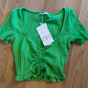 Zara size small green cropped top.